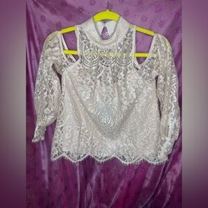Nanette Lepore White Lace Blouse